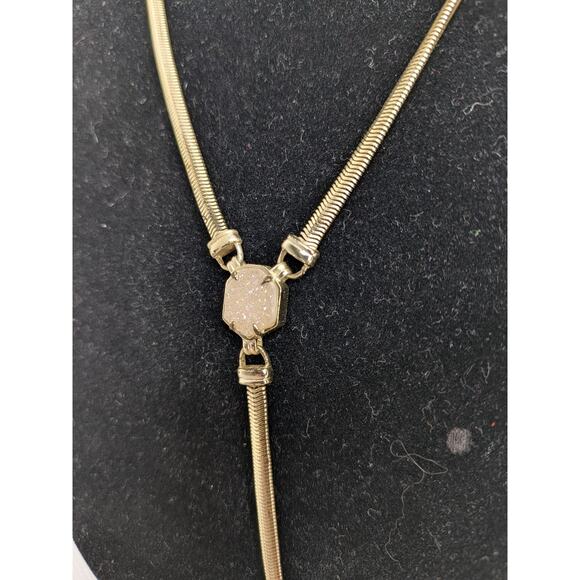 Kendra Scott Starla Y Necklace Gold With Druzy 24.5" Adjustable Lobster Clasp - Picture 4 of 10